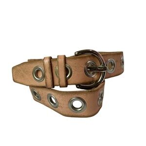Vintage LINEA PELLE Tea Rose Genuine Leather Eyelet Belt Women's Belt Size S